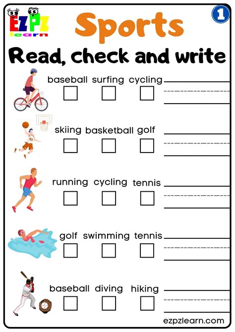 Group 1 Sports Read And Write Worksheet For K5 Kids And Esl Students