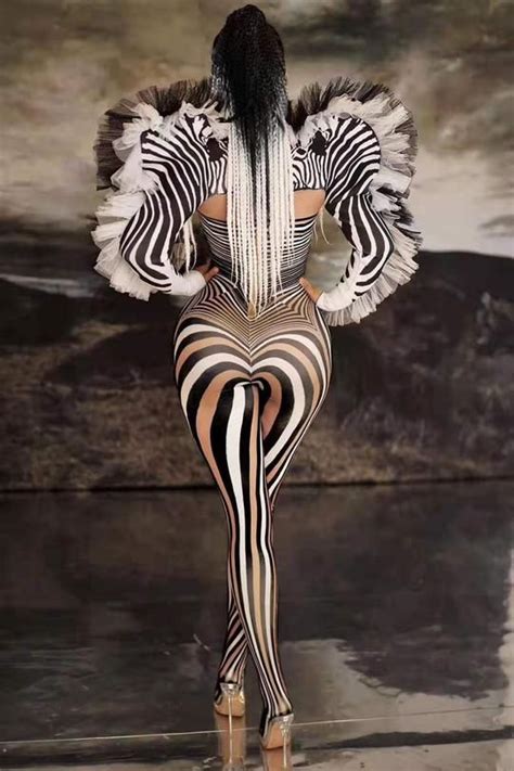 Photo Shoot Ready Zebra Fever Custom Designer Ruffled Sleeve Jumpsui