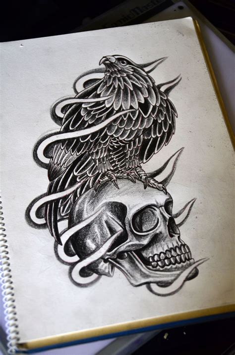 Eagle Skull Tattoo Sketch Thiago Padovani Eagle Skull Tattoo