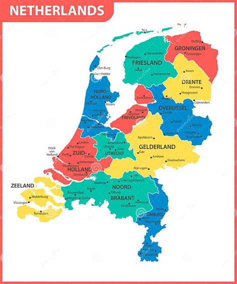 O Mapa Detalhado De Países Baixos Com Regiões Ou Estados E Cidades