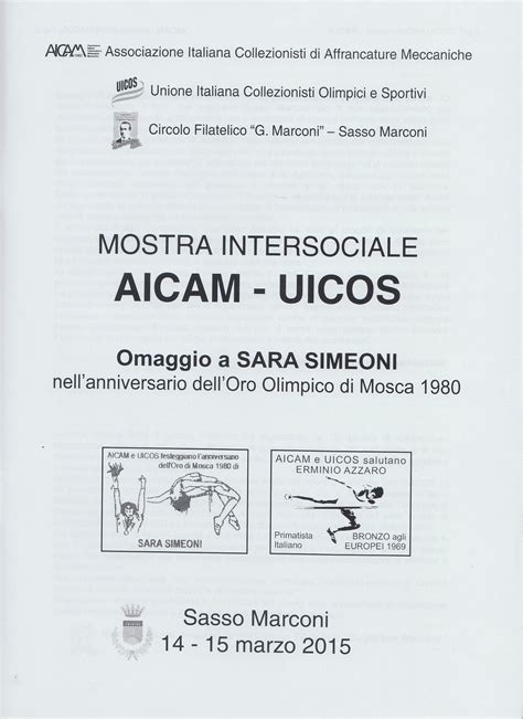 Jeux de la xxi e olympiade , in inglese : MOSTRA INTERSOCIALE AICAM - UICOS : 0MMAGIO A SARA SIMEONI ...