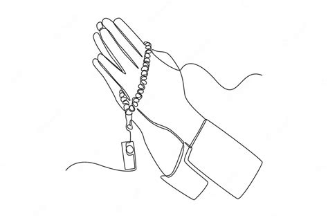 Premium Vector Continuous One Line Drawing Praying Hands With Prayer