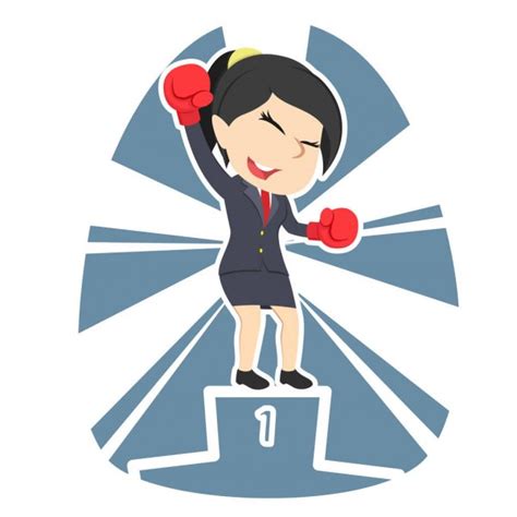 Cartoon Female Boxing Champion — Stock Vector