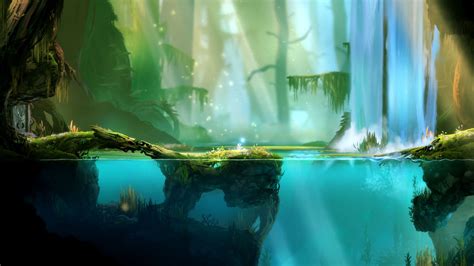 Anime Digital Art Video Games Water Trees Underwater Sunlight Rock Mist Fantasy Art