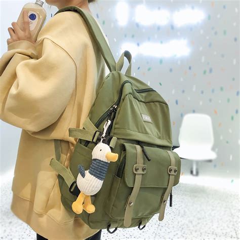 Women Waterproof Nylon Backpack Student Cute School Bag Kawaii Girl