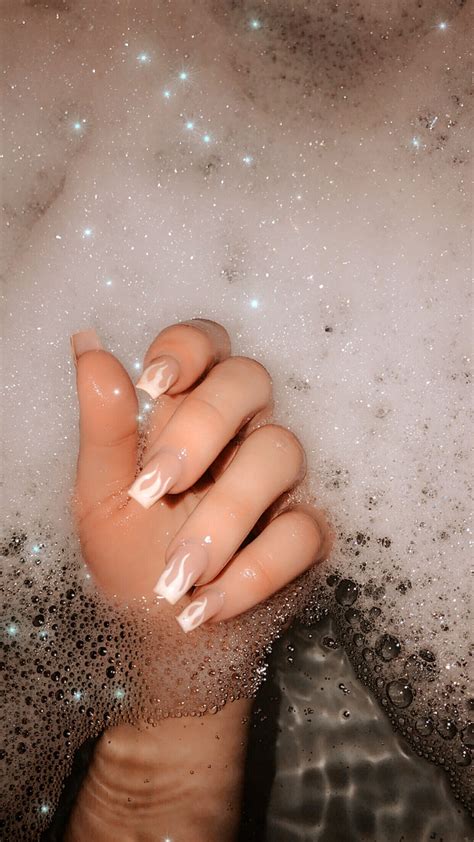 Nailart Fire Acrylicnails White Nude Aesthetic Movies Cute Couple