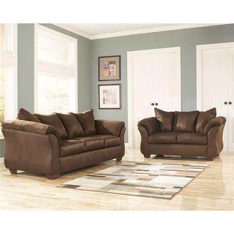Signature Design By Ashley Darcy Living Room Set In Cafe Microfiber