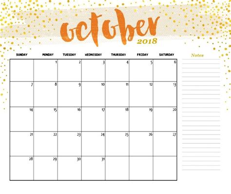 October 2018 Calendar Usa Printable Calendar Printables Calendar