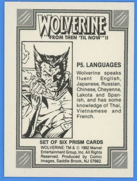 1992 Wolverine From Then Til Now Series Ii Prism Card P5