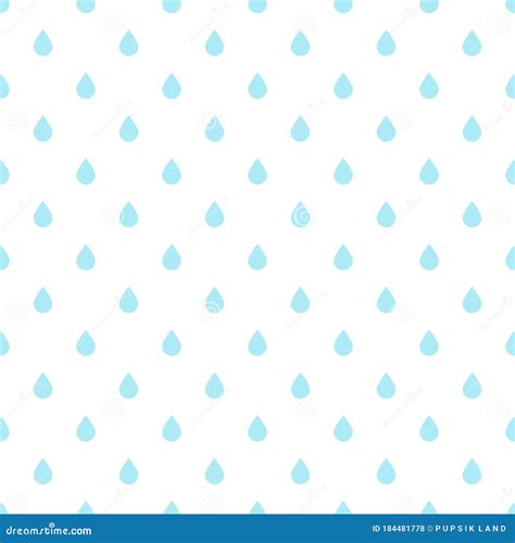 Seamless Pattern Blue Drops Of Water On A White Background Stock
