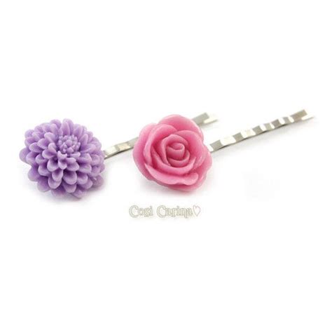 Flower Bobby Pin Set Hair Pins Lilac Carnation Pink Celinia Found On