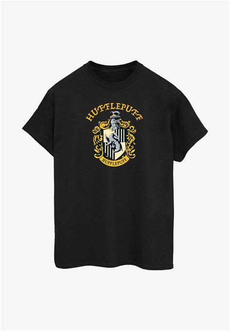 Absolute Cult Harry Potter Hufflepuff Crest T Shirt Imprimé Black