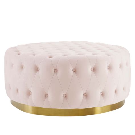 Ensconce Tufted Performance Velvet Round Ottoman Pink By Modway