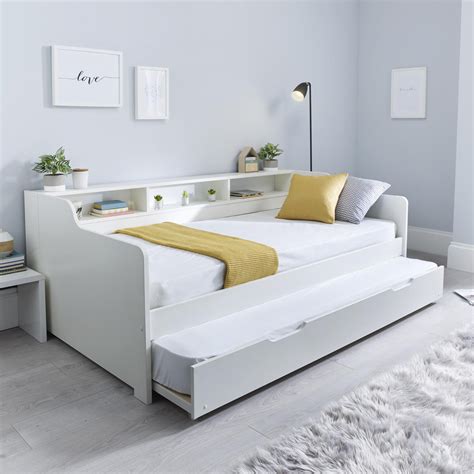 Tyler Single Guest Bed With Trundle And Pocket Mattress White