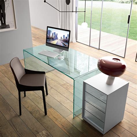 Rialto Curved Glass Desk And Drawer Unit By Fiam Italia Glass Desk