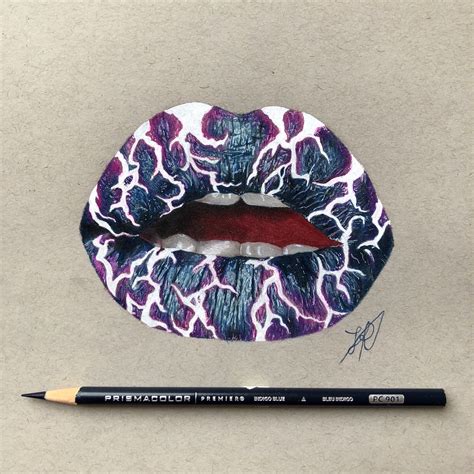 Lip Drawing Realized With Prismacolor Premier Pencils Lips Lipart