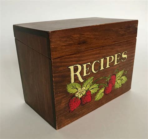 Vintage Handcrafted Solid Wood Recipe Box Strawberry Stenciled Etsy
