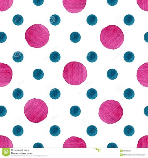 Watercolor Polka Dots Seamless Pattern In Pink And Blue Colors