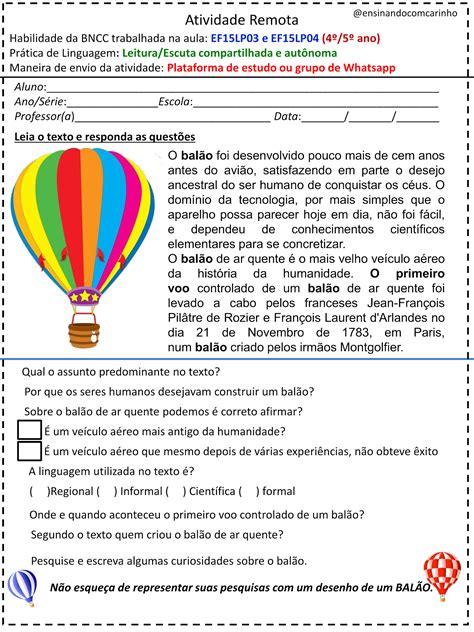 Habilidades De Leitura E Interpretação De Texto Bncc 5 Ano