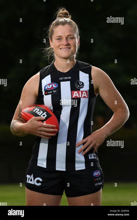 Brianna Davey Of The Collingwood Magpies Poses For A Photograph During