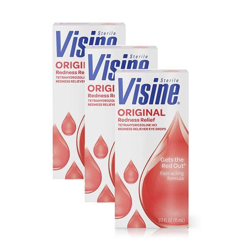 Buy Visine Redness Original Eye Drops 05 Fl Oz 15 Ml Pack Of 3
