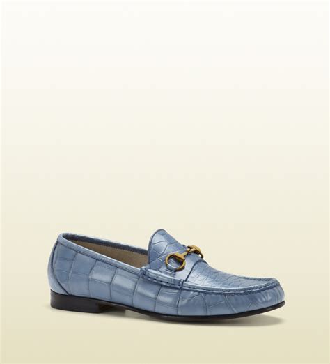 Gucci Horsebit Loafer In Crocodile In Blue For Men Sky Lyst