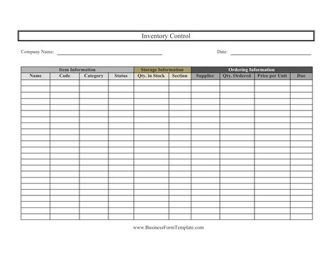 Inventory Control Spreadsheet Template Download Printable Pdf