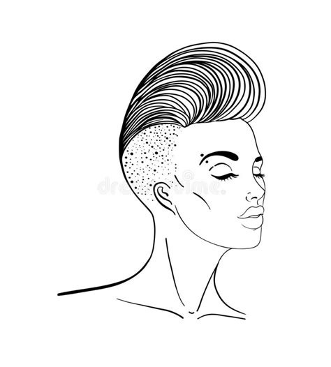 Haircut With Shaved Sides Punk Stock Vector Illustration Of
