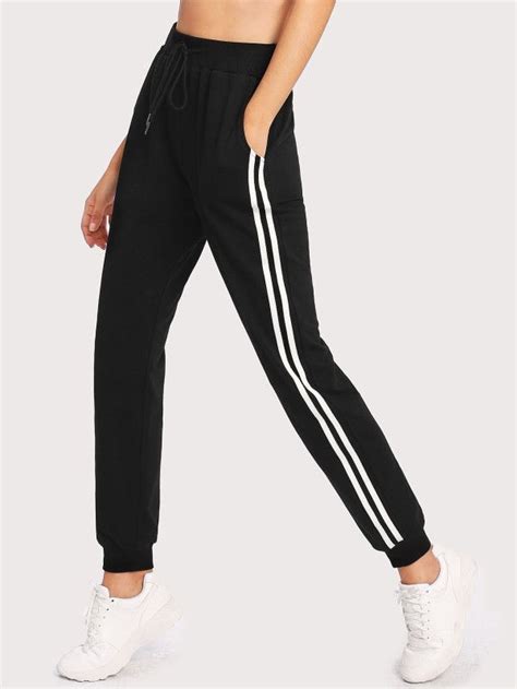 Shop Striped Side Drawstring Sweatpants Online Shein Offers Striped