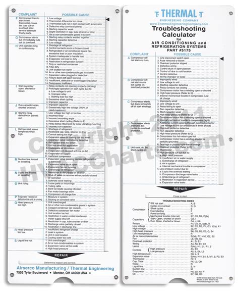 Hvac Charts Trouble Shooting Calculator Large View