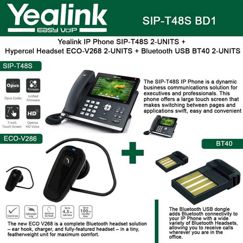 Yealink Ip Phone Sip T48s 2pack Bluetooth Usb Dongle 2pack Bt40