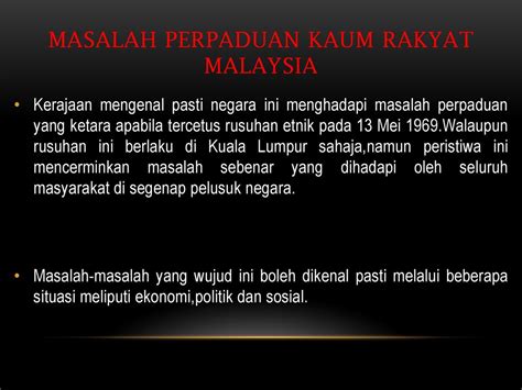 Cabaran Dalam Mengekalkan Perpaduan Kaum Di Malaysia Cabaran Malaysia