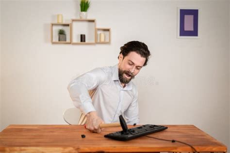 Angry Man Destroy His Computer Stock Photos Free And Royalty Free Stock