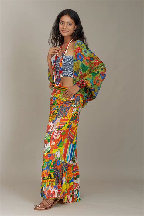 Buy Payal Jain Multi Color Jersey Abstract Print Skirt Online Aza