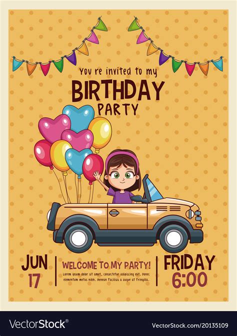 Kids Birthday Invitation Card Royalty Free Vector Image