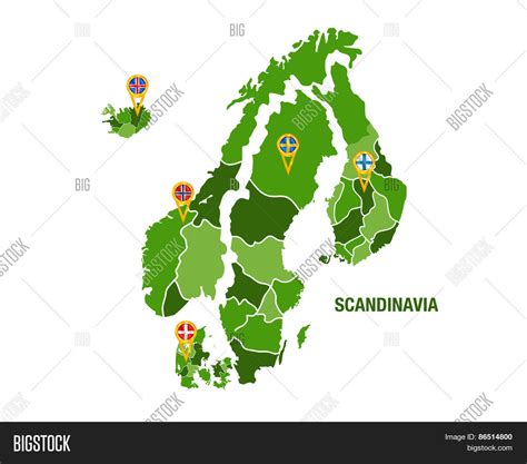 Scandinavia Map Flags Vector And Photo Free Trial Bigstock