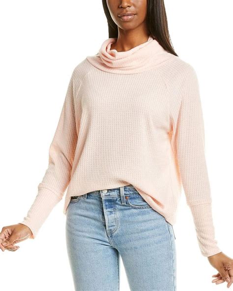 Nwt B Collection By Bobeau Womens Cowl Neck Raglan Sleeve Thermal Top