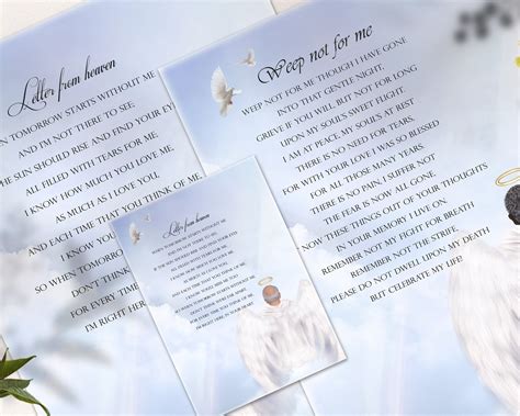 Weep Not For Me Poem For Deceased Loss Of Father Loss Of A Etsy