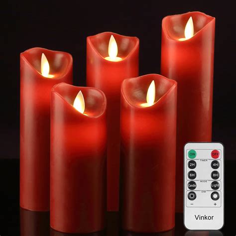 Flameless Candles Flickering Flameless Candles Burgundy Red Color