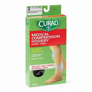 Curad Knee High Compression Hosiery With 15 20 Mmhg Black Size A