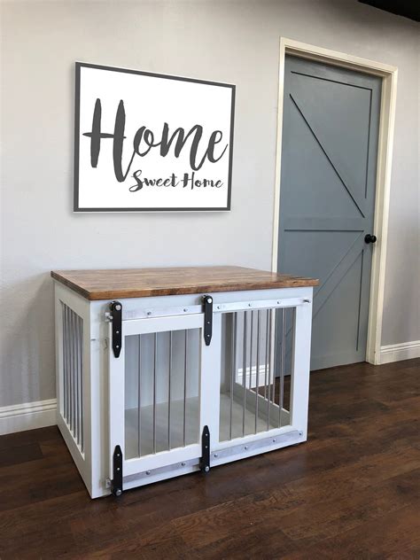Practical storage closet, wipe clean tray and free help and advice available. Rustic Dog Crate - Sliding barn door / Fully Custom / Dog ...