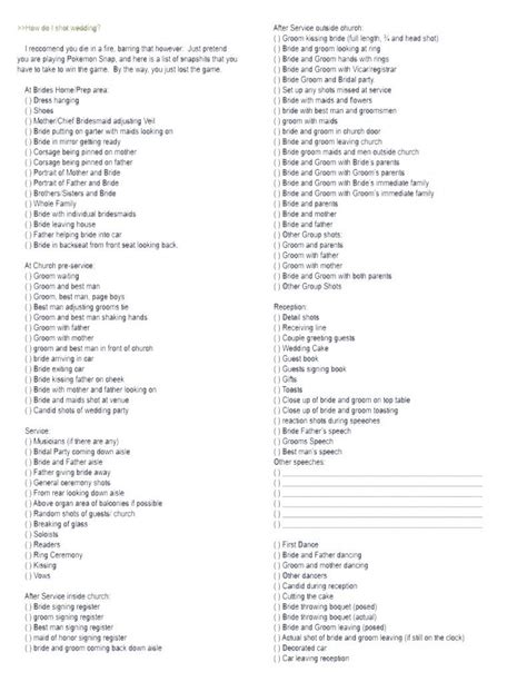 A picture is definitely worth a thousand words. wedding-checklist-shots to get | Wedding photography checklist, Wedding photo checklist, Wedding ...