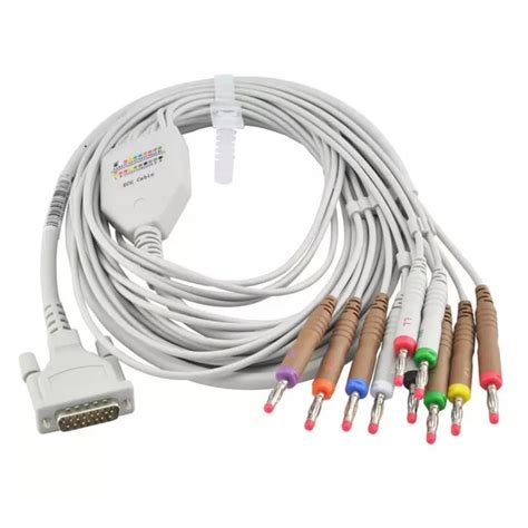 Ecg Cable One Piece 10 Lead Wires Db15 Pin Banana 40 Aha Aami Standard