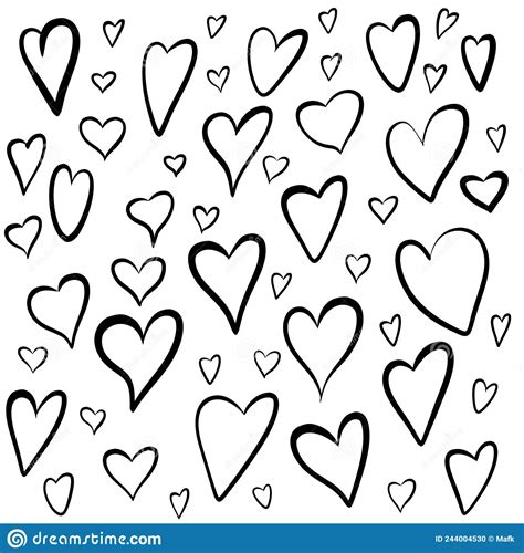 Doodle Hearts On White Background Stock Illustration Illustration Of