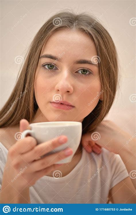 Girl With Cup Of Coffee Stock Image Image Of Girl Delightful 171680753