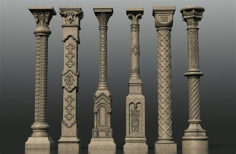 3d Gothic Columns Model Turbosquid 1428756