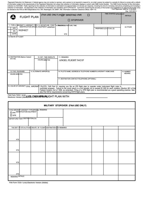 Printable Flight Plan Form Printable Forms Free Online