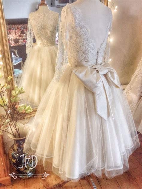 Joanne Fleming Design Ivory French Lace And Silk Tulle Tea Length Wedding Dress Tea Length