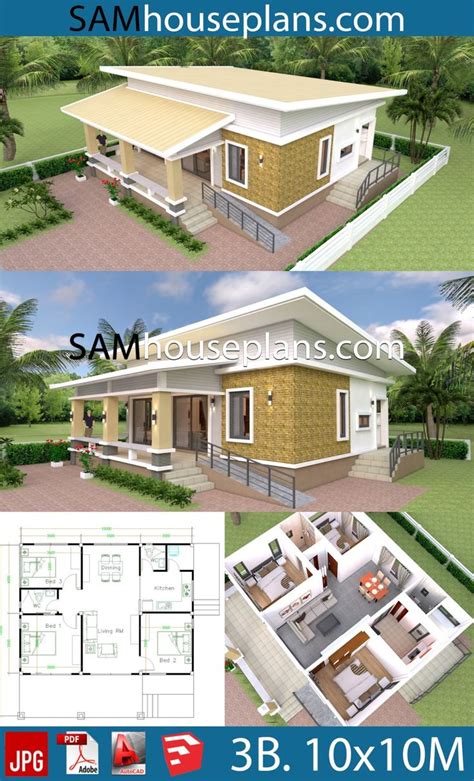 House Design Plans 10x13 With 3 Bedrooms Full Plans Samphoas 1c8