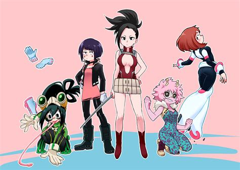 Uraraka Ochako Asui Tsuyu Yaoyorozu Momo Ashido Mina Jirou Kyouka And 1 More Boku No Hero